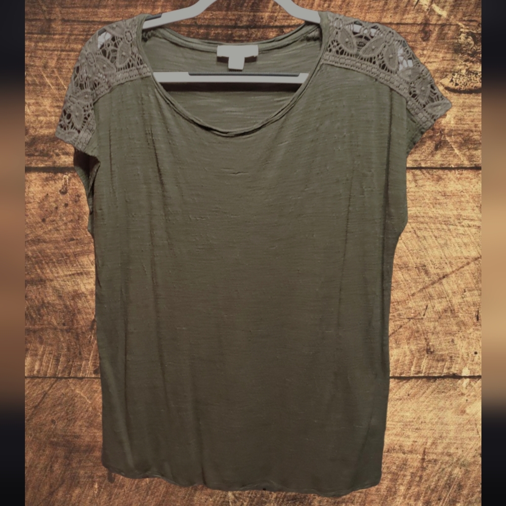 Coldwater Creek Lace Olive Green Top 1X (18)